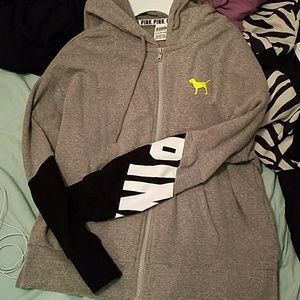 Vs pink zip up hoodie.